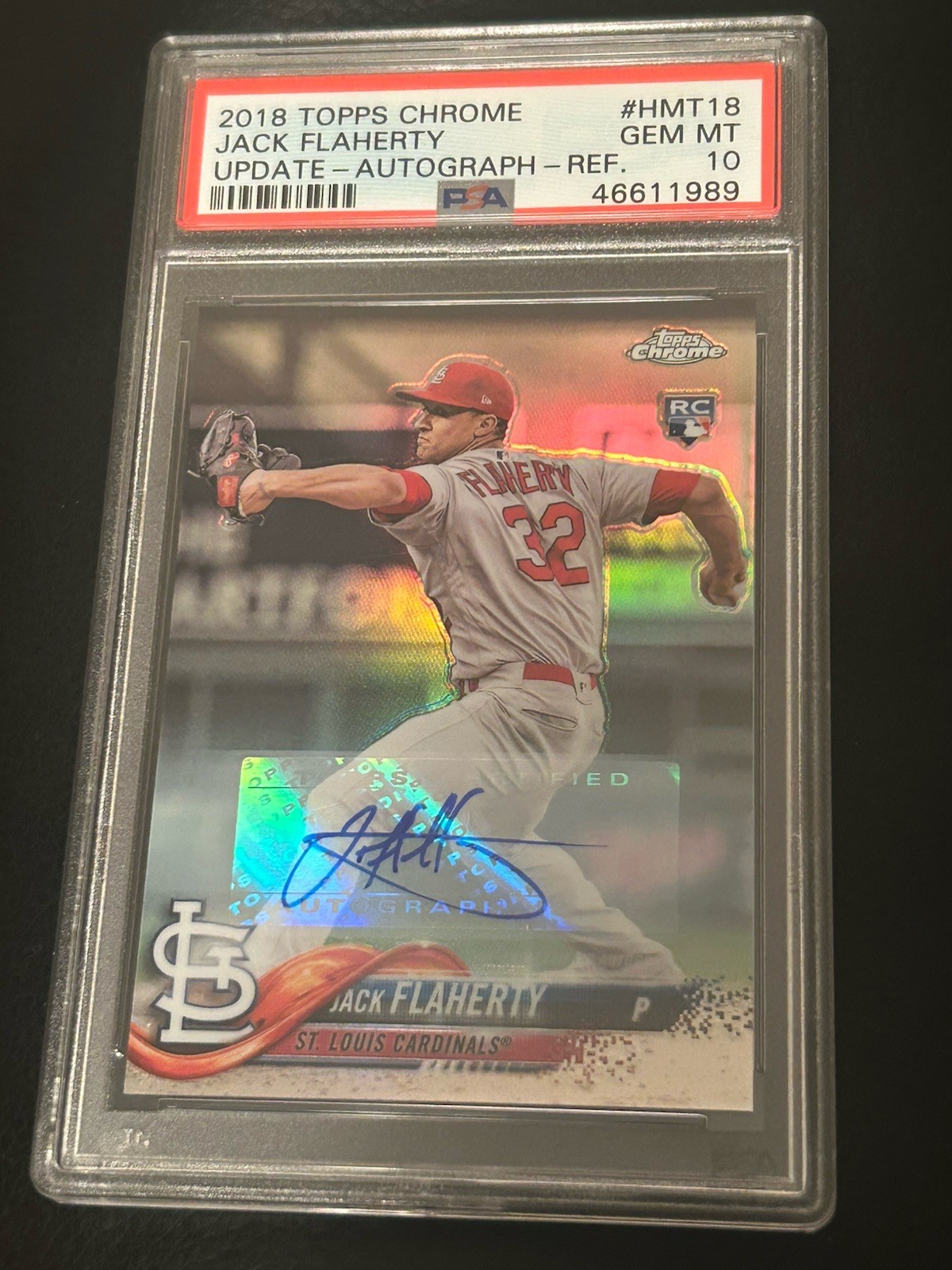 Topps 2018 Chrome Update Jack Flaherty #HMT18 Rookie Auto Refractor PSA 10