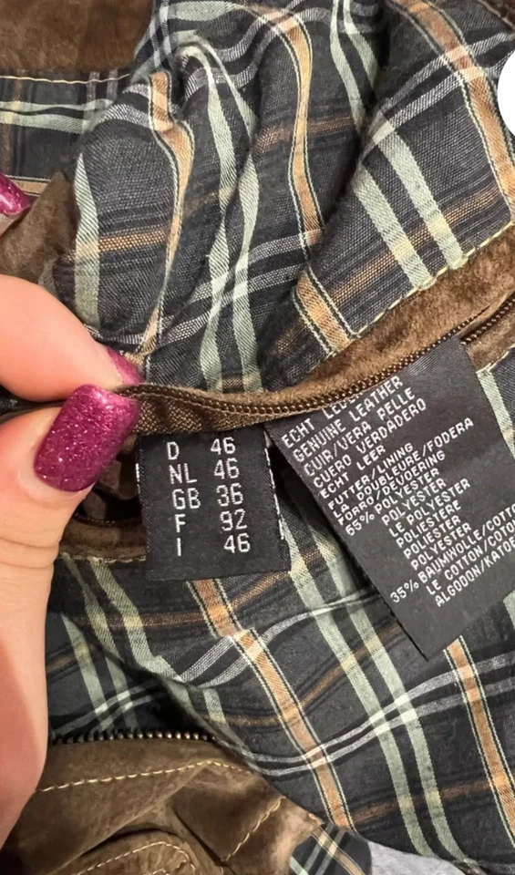 Chaleco de caza de cuero gamuza con cremallera vintage para hombre cuero marrón caballero... Foto 4 de 4