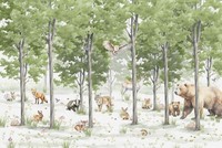 Kinderzimmer Fototapete Zauberwald Tierwelt – Natur Vliestapete Mit Waldtieren –