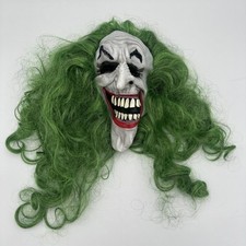 Scary Clown Mask Green Hair Evil Grin Halloween Horror Costume Adult
