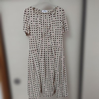 Courreges Heart Print Short Sleeve Dress Size 40 Women's