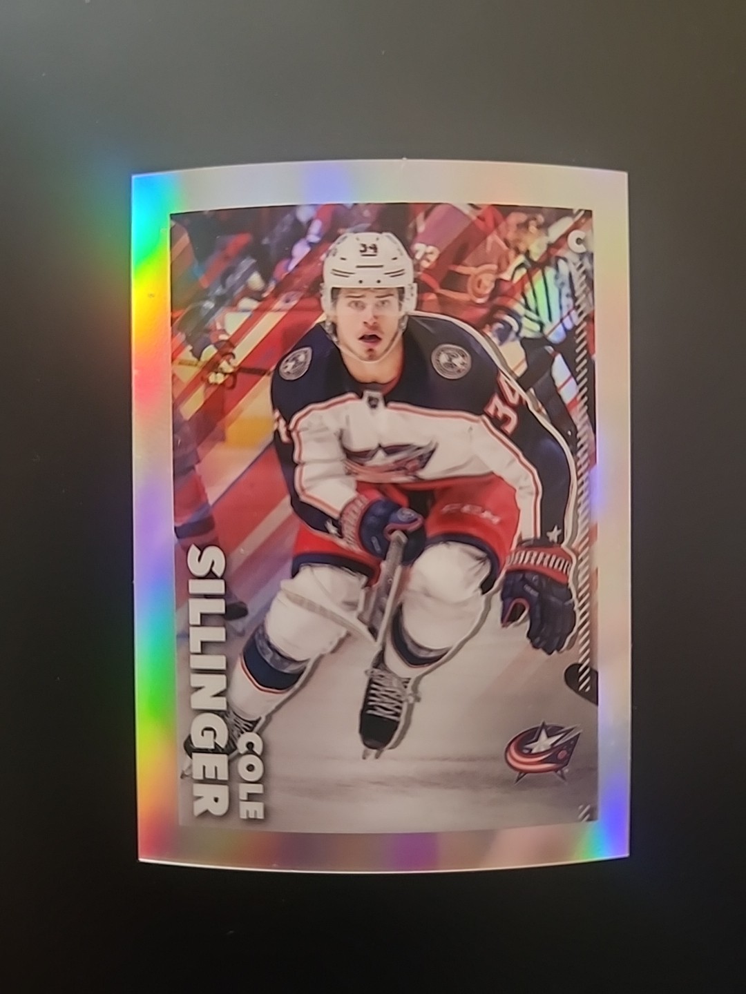 2022-23 Topps Chrome Sticker #153 Cole Sillinger Refractor /99 Made Blue Jacket