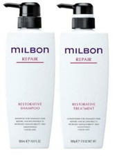 Milbon Repair Restorative Shampoo  Treatment 500ml 17.6oz Set Bottle Japan