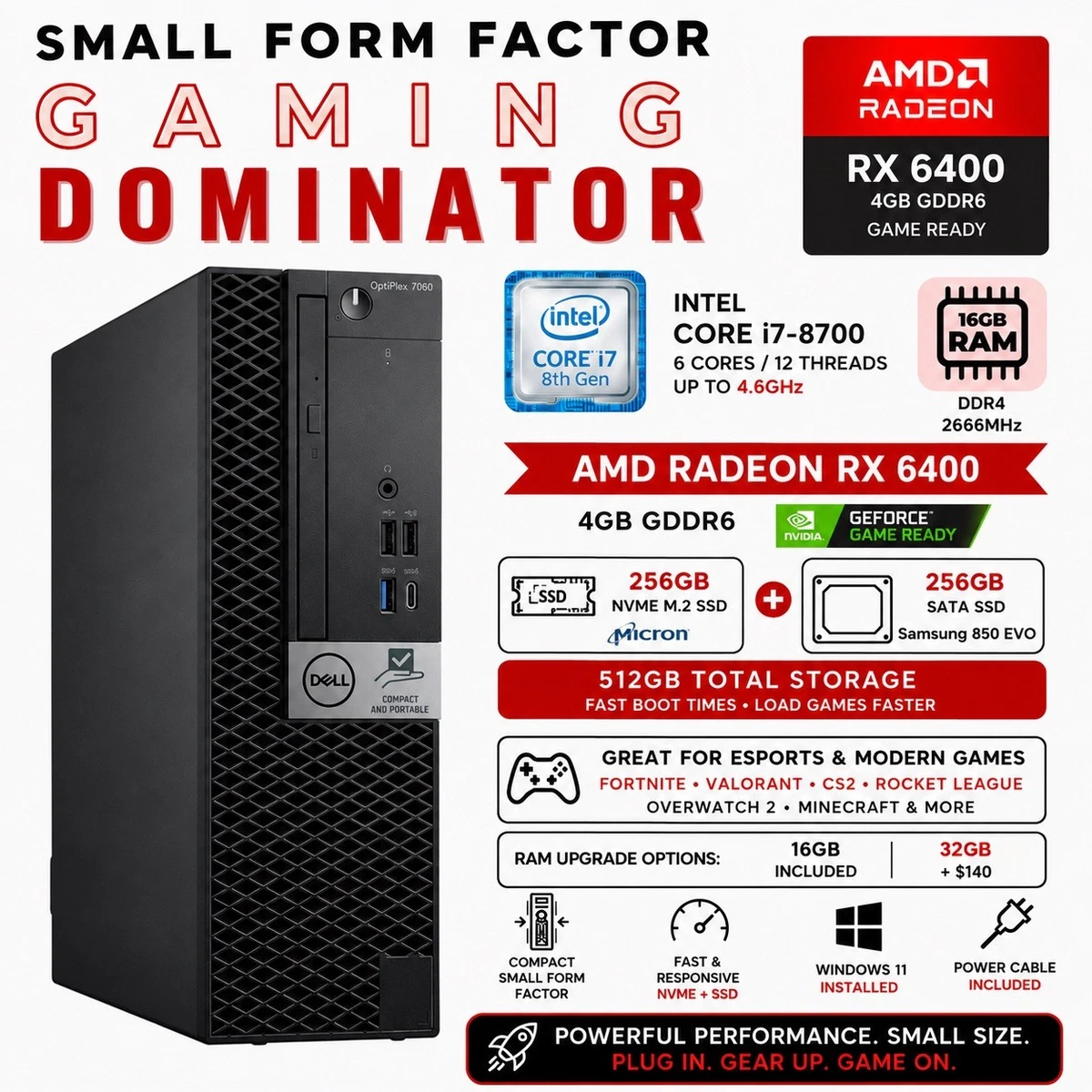 Dell Intel Core i7 8th Gen. PC Desktops and All 3.00-3.49 GHz