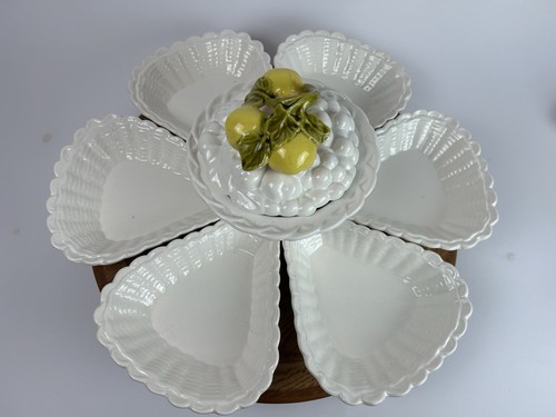 Vintage California Pottery Lazy Susan Set con coperchio - 7 pezzi 255 USA Limons MCM - Foto 4 di 24