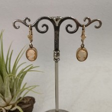 Gemme Camee Ohrringe Vintage Retro Trachten Silber 925/- antik Vergoldung
