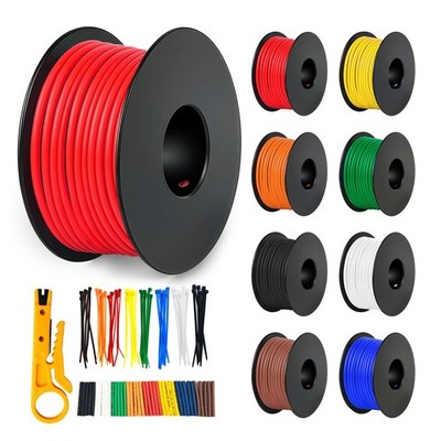 20 Gauge Stranded Wire Kit, 10ft Each 8 Colors 20AWG Silicone Electrical Wire...