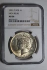 1921 Peace Silver Dollar AU58 NGC #021
