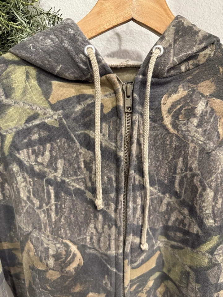 Sudadera con Capucha Vintage Jerzees Exterior Roble Mossy Break Up Camuflaje Cremallera/Talla: L Foto 4 de 4