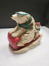 Telle M. Stein Christmas 2004 Polar Bear and Cub Riding  Sled Figurine