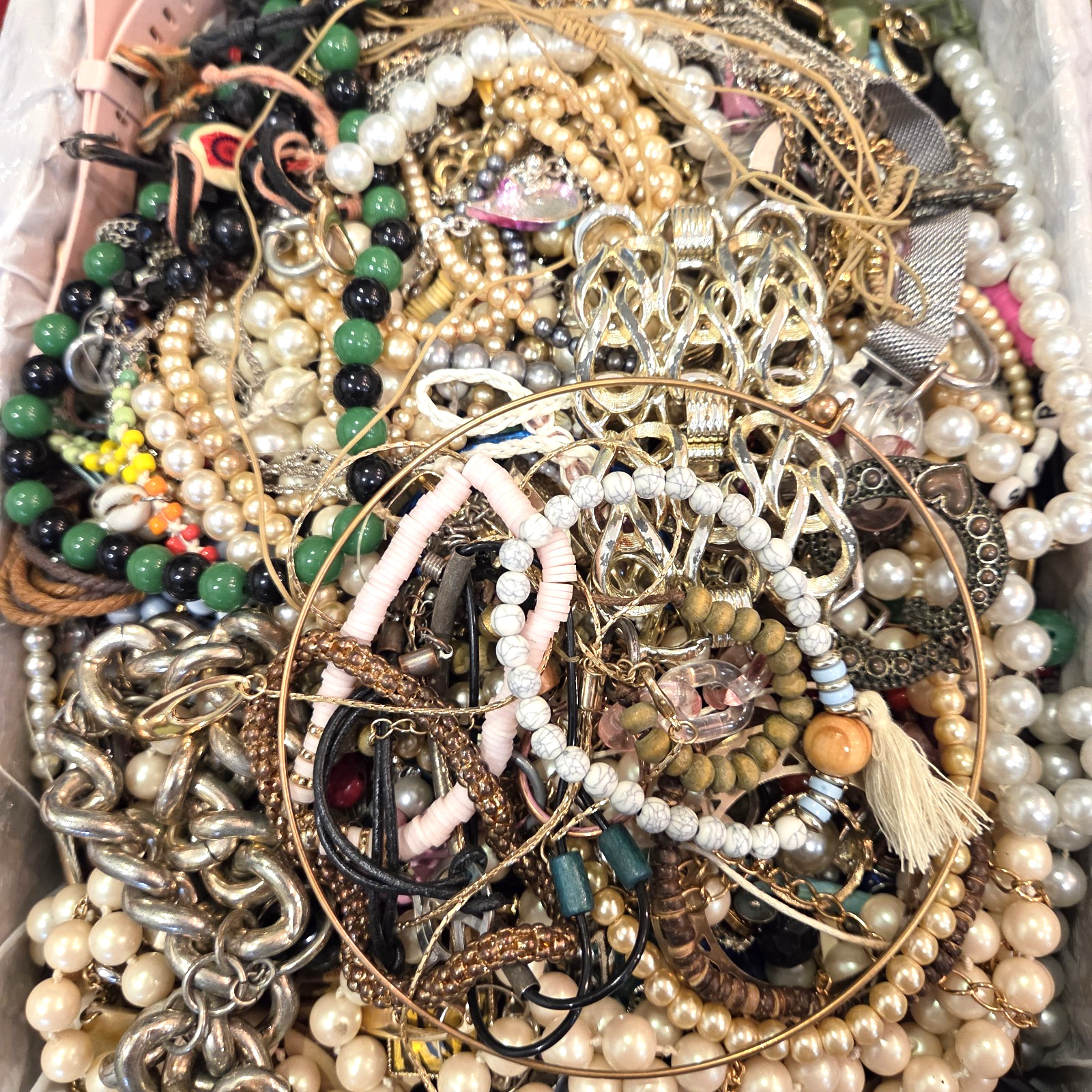 Mixed jewelry crafters lot, 15 lbs, mismatched, broken, craft, repair