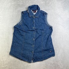 Tommy Hilfiger Vest Womens Blue Denim Button ...