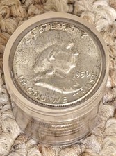 $10 Franklin Half Dollars 90% Silver 20 Coin Roll Mixed Dates Silver Bullion