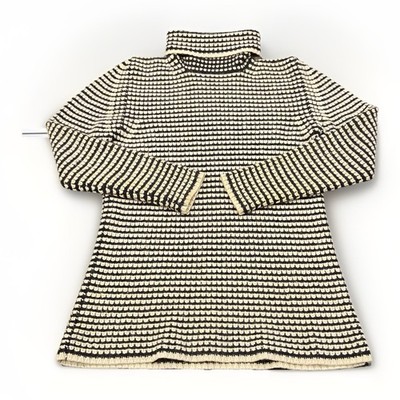 Vintage James Meade Kaschmir Pullover Damen kleiner Rollkragen gestreift Grobstrick