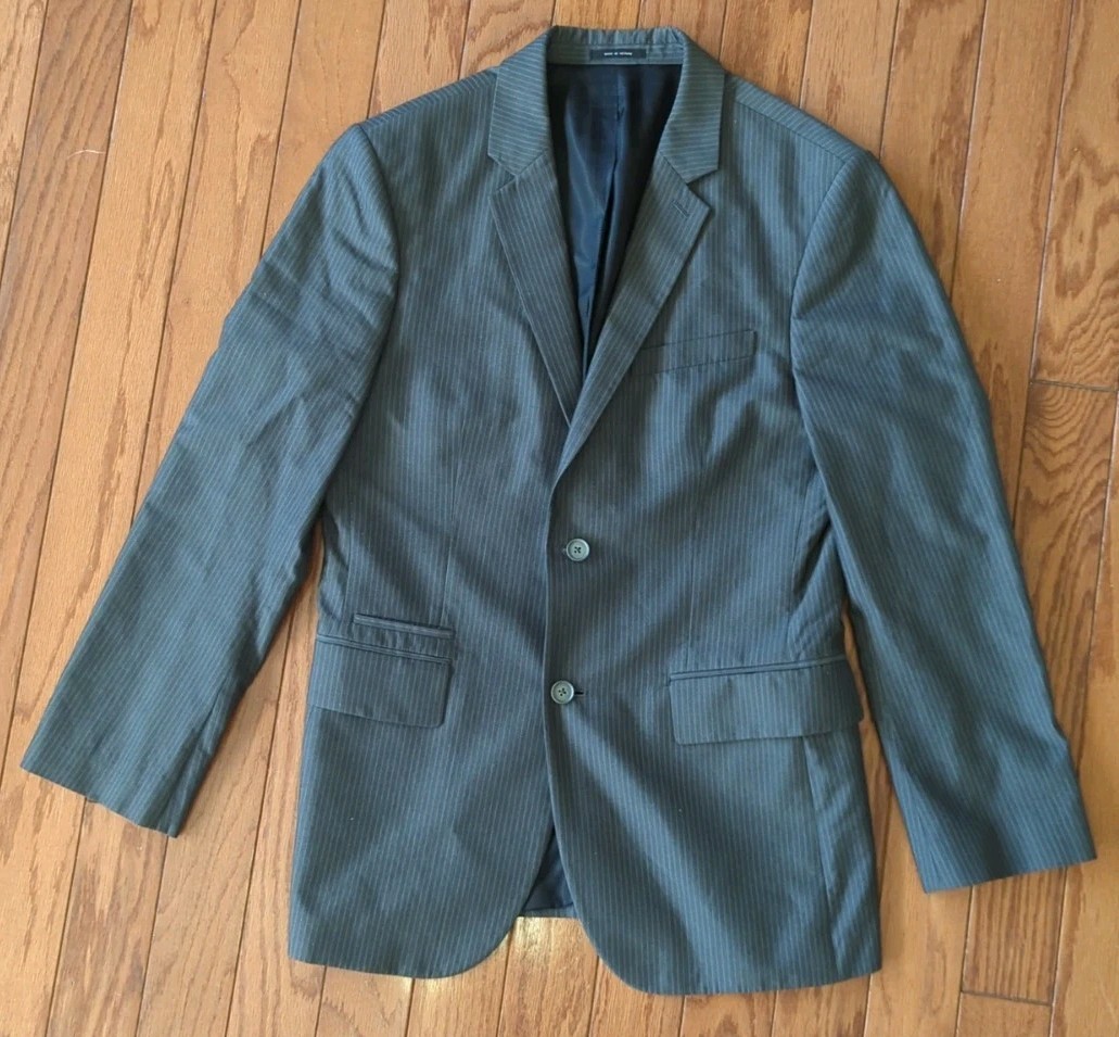 EXPRESS Men's Two Button Blazer Gray Pinestripped… - image 1