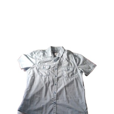 Essex Crossing Men's Light Blue Short Sleeve Button-Up Shirt Cotton/Poly L