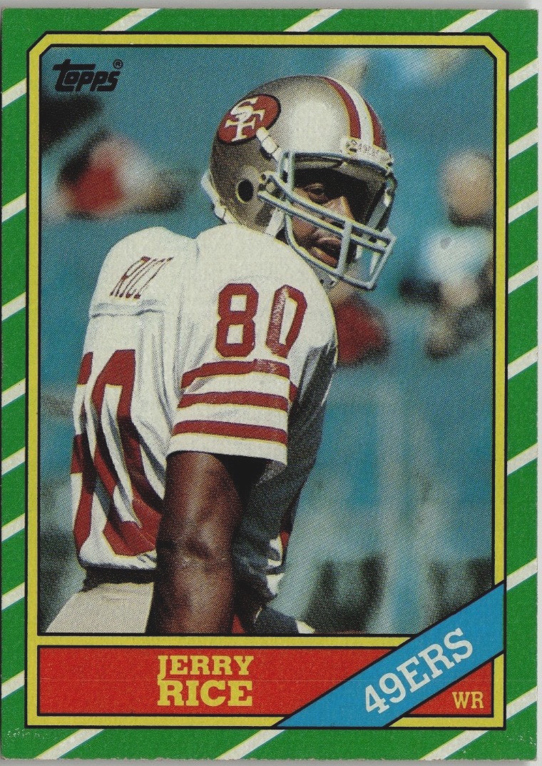 1986 Topps #161 Jerry Rice San Francisco 49ers RC HOF EX-MT ( RESIDUE ON BACK)