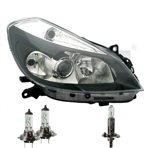 Scheinwerfer Links Schwarz H7/H1/H7 FüR Renault Clio III BR0/1 CR0/1 Inkl Lampen-image