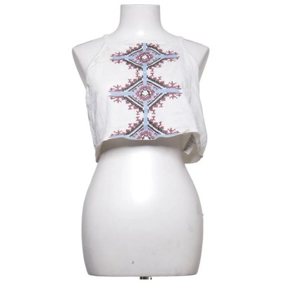 H&M Coachella, Crop Top, Größe: L, Coachella, Weiß/Blau/Mehrfarbig #GeT