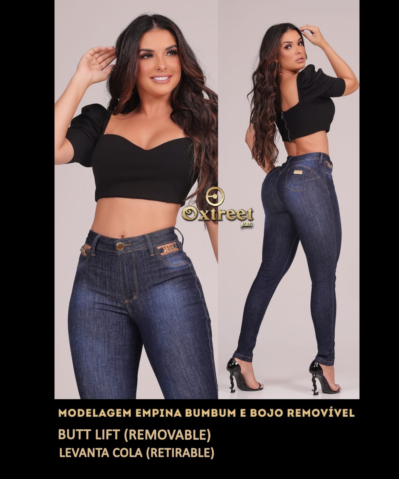 &ndash; &ldquo;corrente&rdquo; &ndash; High Waist Push-up Skinny Denim