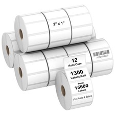 12 Rolls 2" x 1" Direct Thermal Shipping Labels for Rollo  Zebra Printers - 130