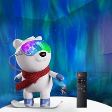 Ray Bear Galaxy Light Aurora Projector - Northern Lights Night Light with Rem...