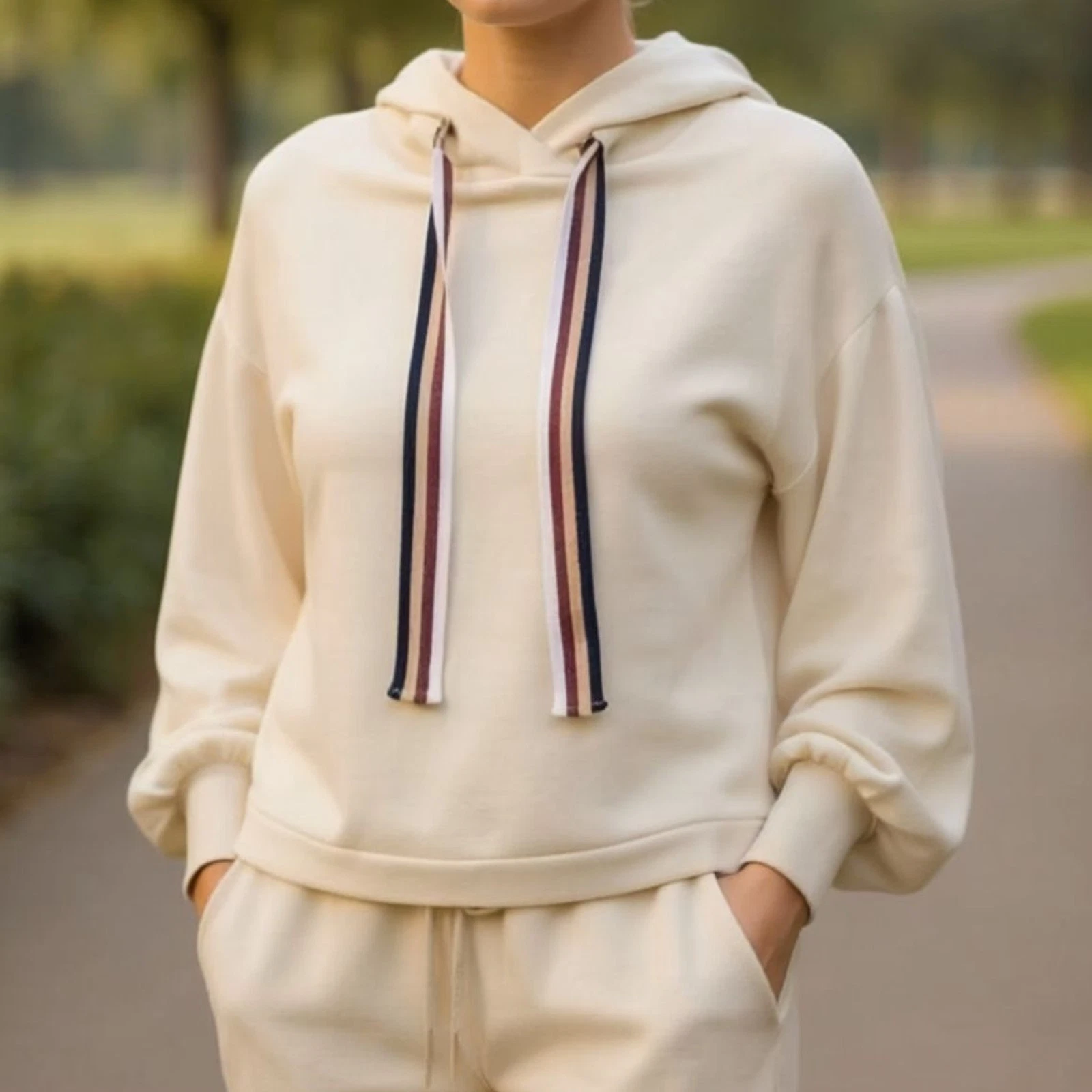 Ramy Brooke Tatum Puff-Sleeve Hoodie - Bone ~$155