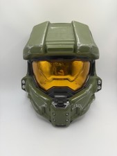 Master Chief Green Helmet Mask Plastic Costume with Gold Visor Adult 2023