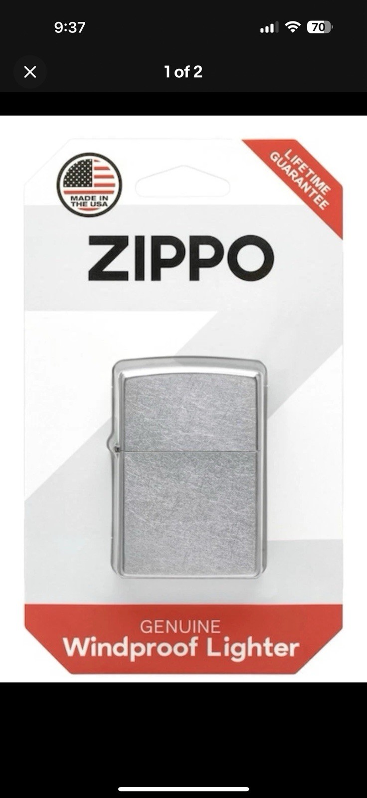 Zippo WPL Chrome Lighter & Zippo Yellow Flame Butane Insert  Regular,  Made USA