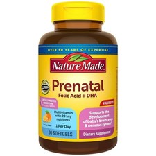 Nature Made Prenatal with Folic Acid DHA,Vitamin and Mineral Supplement Softgels