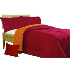 COUETTE COUETTE BX UNIE COULEUR BORDEAUX - ORANGE double face HIVER 350 GR. AVEC
