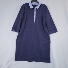 Talbots Women's Dress XL Navy Blue Cotton Blend Polo Style 3/4 Sleeve