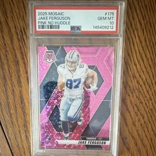 Panini 2025 Mosaic Jake Ferguson Pink No Huddle #175 PSA 10 16/20 Cowboys