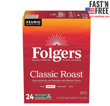 Folgers Classic Roast, Medium Roast Coffee, Keurig K Cup Pods, 24 Count Box