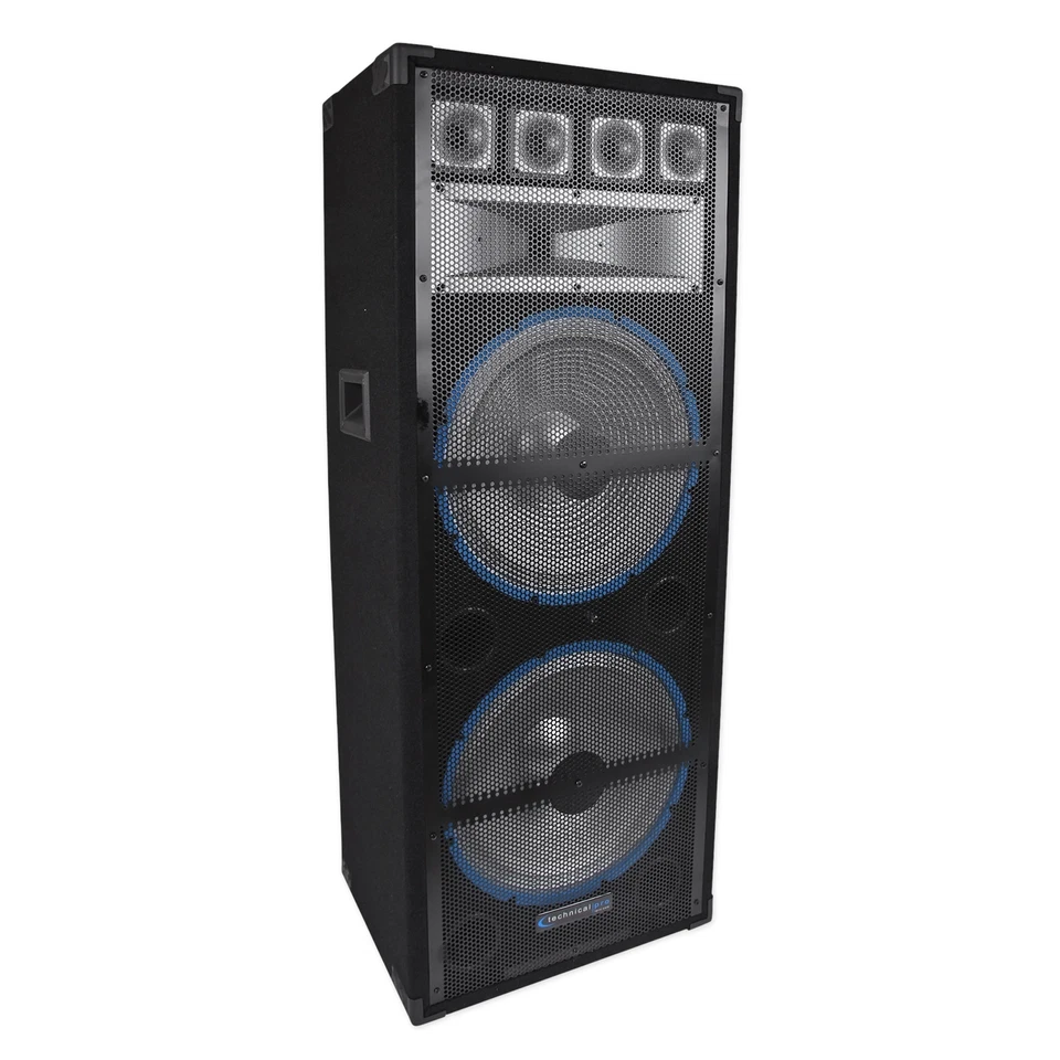 Paquete DJ con (2) altavoces LED dobles de 15" 1800 vatios + amplificador + mezclador + micrófono + auriculares Foto 3 de 4