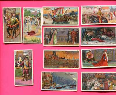 1912 W.D. & H.O. WILLS HISTORIC EVENTS 11 DIFFERENT TOBACCO CARD LOT