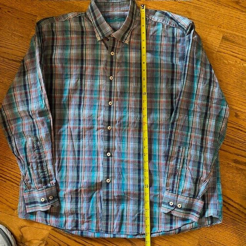 Alan Flusser Men's XXL Blue Check Cotton Long Sleeve Button down Shirt - Picture 7 of 10