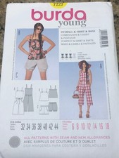    BURDA 7227 - LADIES BELOW KNEE OVERALLS-ROMPER-TOP  SHORTS PATTERN 6-18 FF