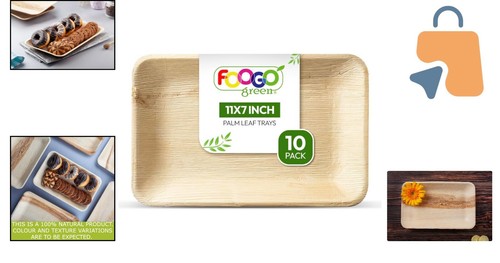 Microwave Safe 10-Pack Medium Palm Leaf Trays - Ideal for Parties and Events - Picture 2 of 6