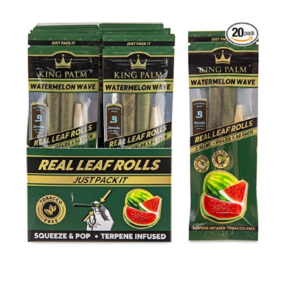 King Palm | Slim Size | Watermelon Wave | 20 Packs of 2 Each = 40 Rolls
