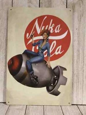Nuka Cola Tin Sign Poster Vintage Rustic Look Fallout Video Game Gamer Art Decor