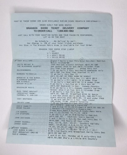 Skaggs Tillis Gilley Stevens Rogers Clark 1993 Concert Ticket Stubs Branson, MO - Picture 3 of 5