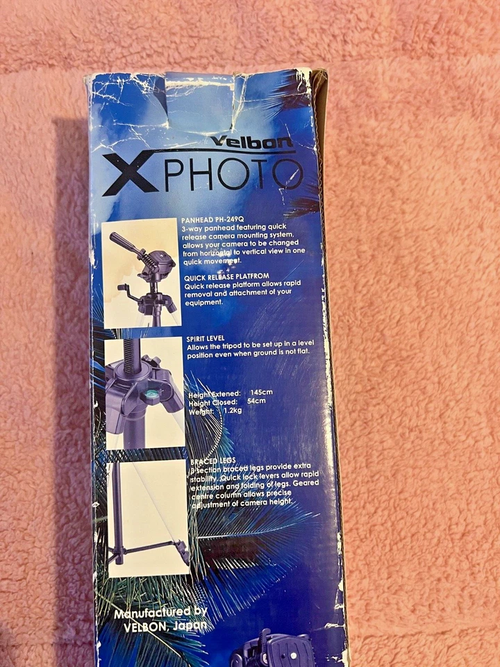 Velbon Digital Photo Tripod Light Flexible Tilt PH-249Q Panhead Spirit Level VGC - image 4 of 4