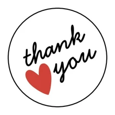 30 1.5" THANK YOU RED HEART ROUND ENVELOP SEALS STICKERS  FAVOR LABELS