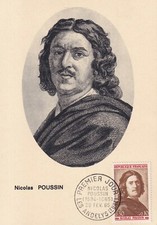 Carte postale postcard 1er jour timbre 1965 NICOLAS POUSSIN LES ANDELYS