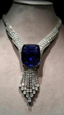 Expensive Large Royal Blue Cushion Cut Lab Created Sapphire Fine Necklace