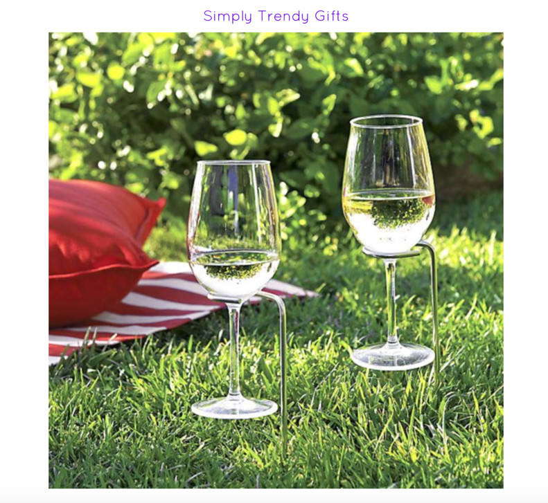 Steady Sticks Wine Glass Holders for Picnics Camping Beach BBQ Can't