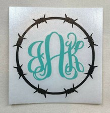 Barbed Barb Wire Vine Monogram Vinyl Decal Sticker for Yeti Tumbler iPhone Jeep