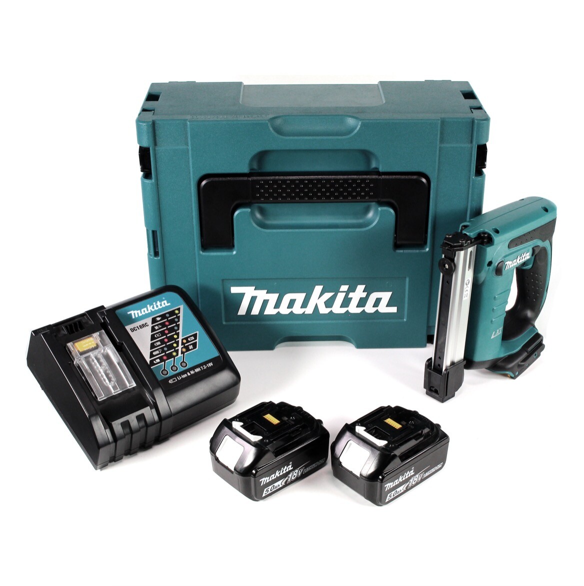Makita DST 221 RTJ 18 V Li-ion Akku Tacker im Makpac 2x 5,0 Ah Akku 1x Lader