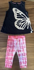 Toddler Girl's Burt's Bees Butterfly Tank & Pink Tie Dye Capri Leggings Set, 18M
